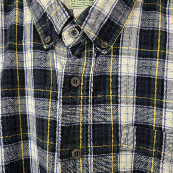 L.L. Bean Men's Scotch Plaid Flannel Shirt Navy White 228066 Size XL Tall - Picture 3 of 6